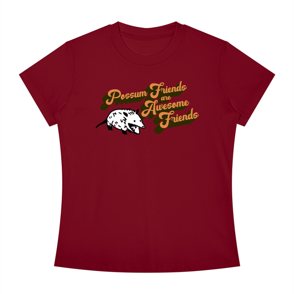 Possum Friends are Awesome Friends Women's Slim Fit Crewneck T-Shirt