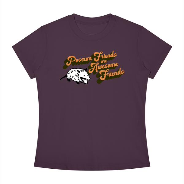Possum Friends are Awesome Friends Women's Slim Fit Crewneck T-Shirt