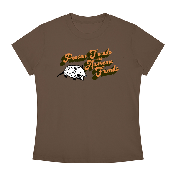 Possum Friends are Awesome Friends Women's Slim Fit Crewneck T-Shirt